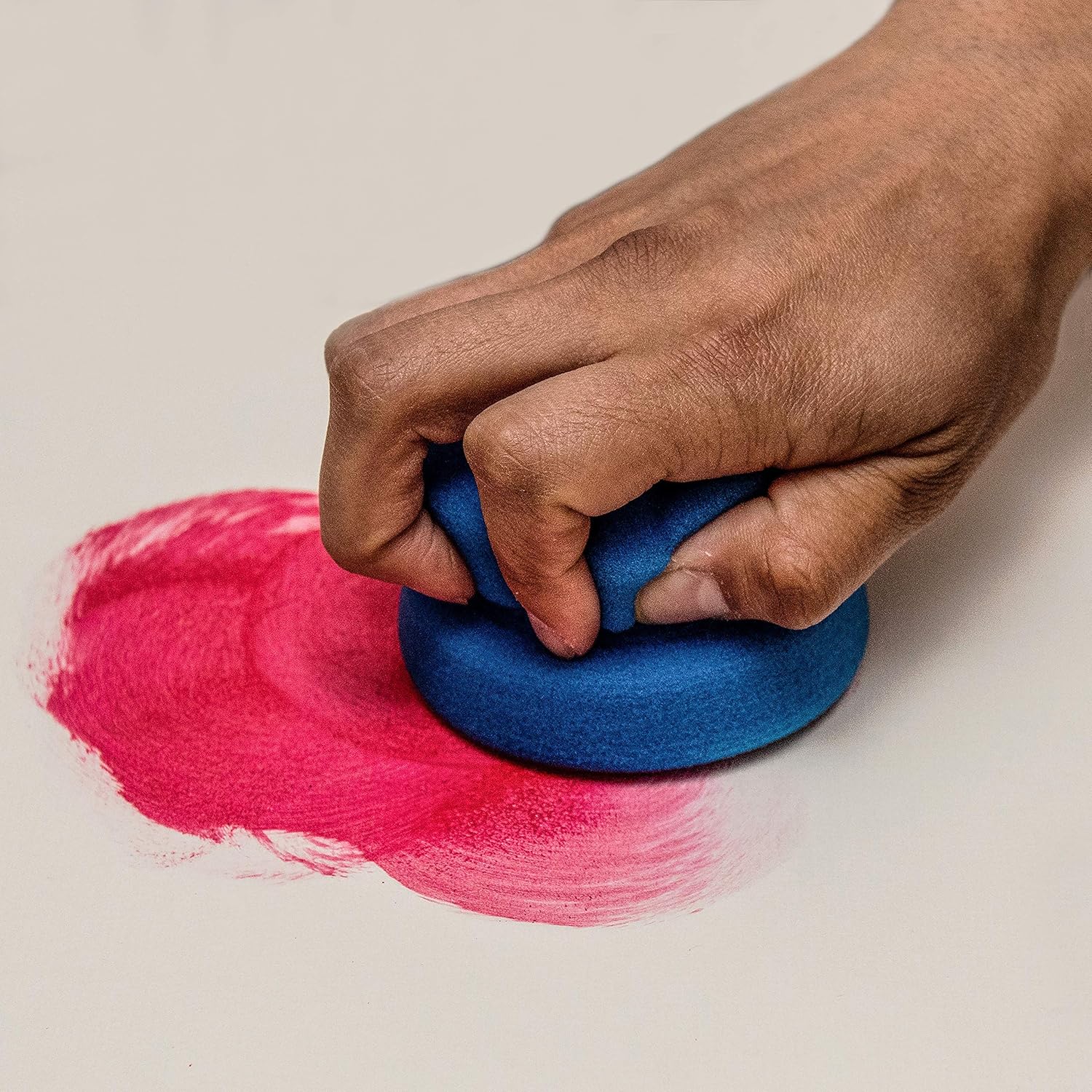 Qualrite 2 Pack Paint Sponge Applicator Complete with Mesh Hang Dry Storage Bag, Blue Circular 3 Inch