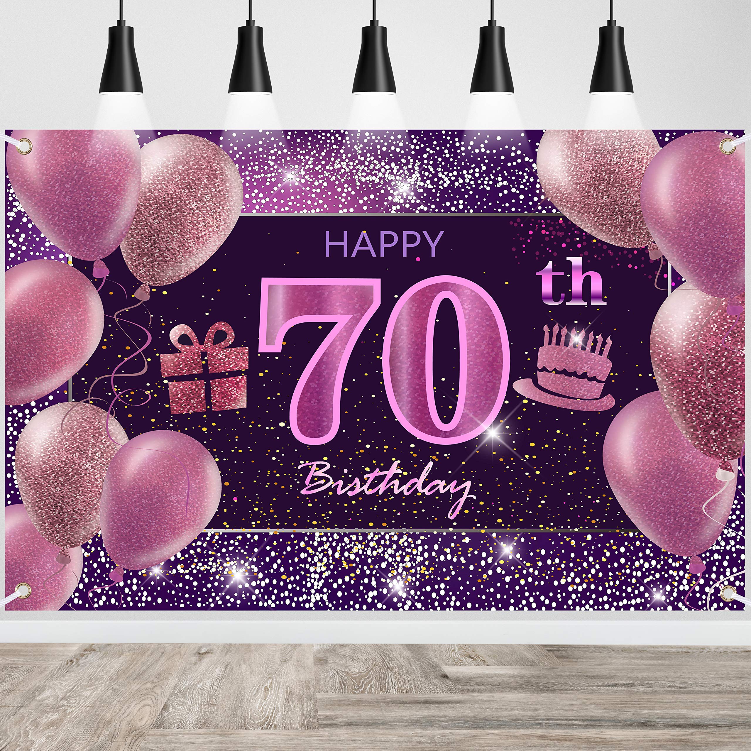 IMISI Happy Birthday Banner - Pink Birthday Backdrop Decorations for a Party