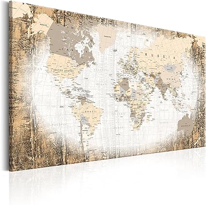 Quadro Tela 120x80x2 5 Mappamondo Nero