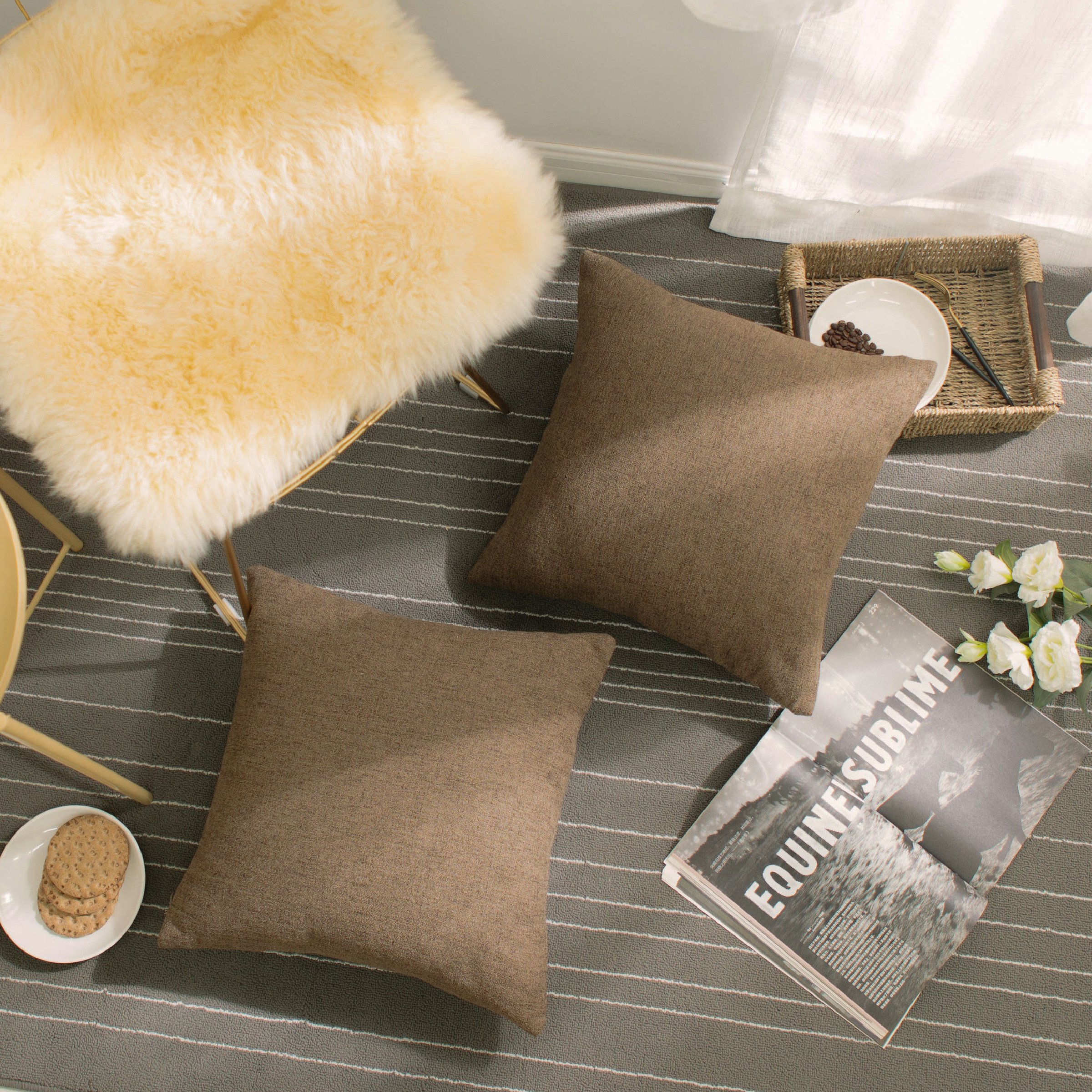 FUTEI Emerald Green Linen Decorative Throw Pillow Covers...