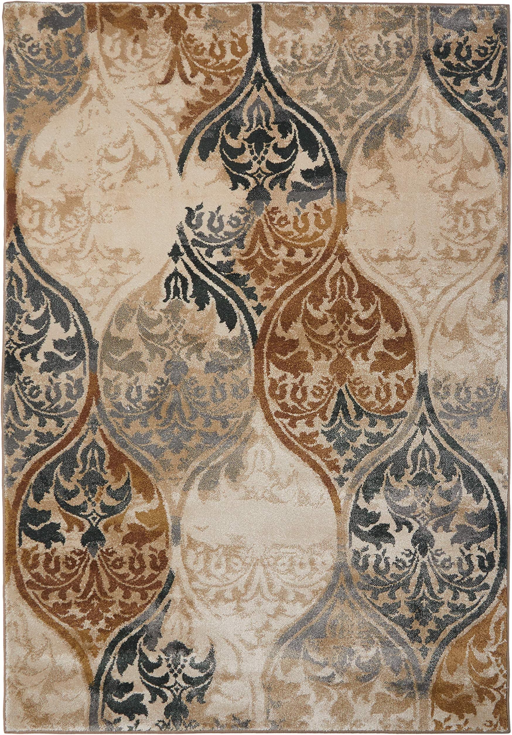 Area Rug Scrolling Geos Blue 5'3" x 7'6", polypropylene