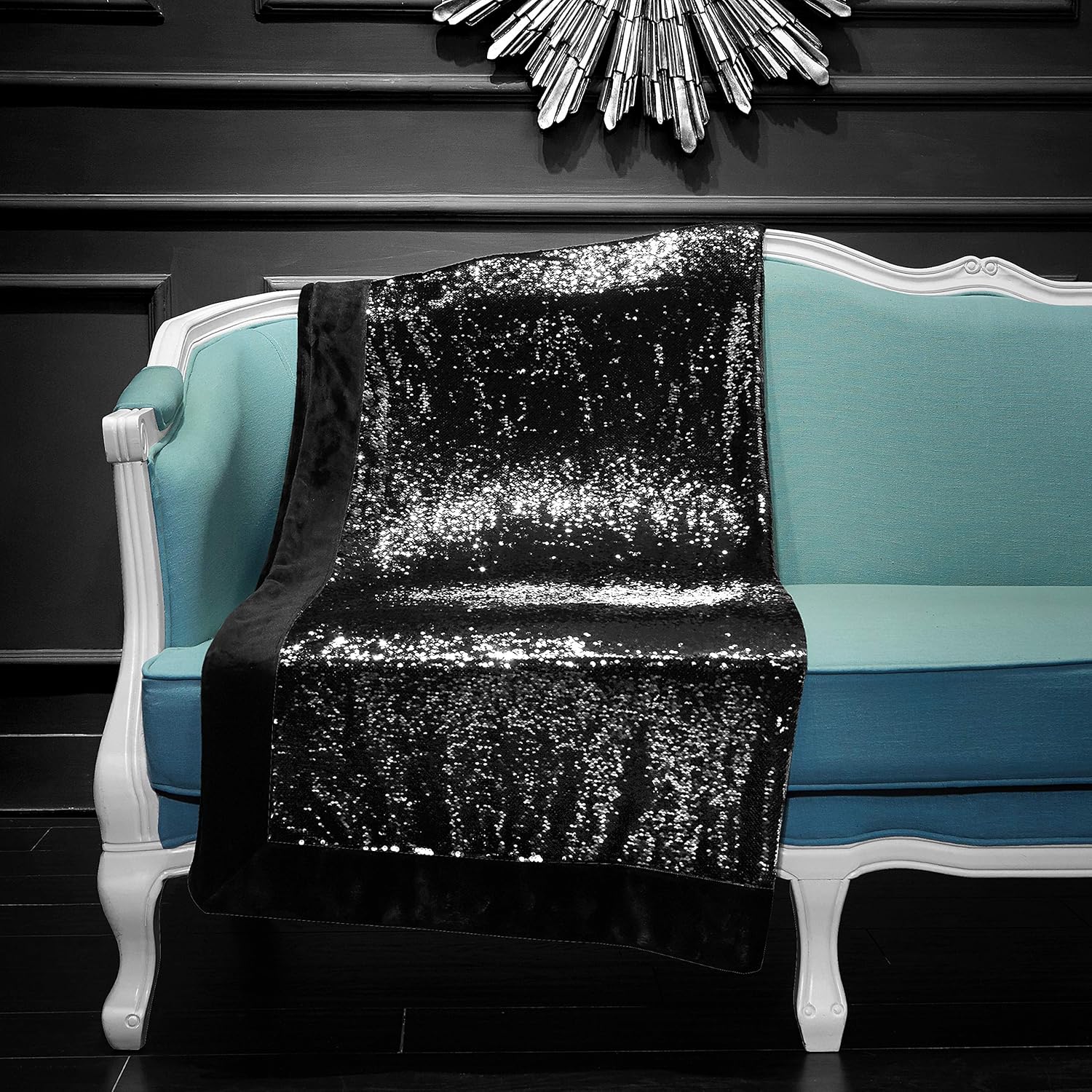 Pop Shop Reversible Mermaid Sequin Throw, Black/Silver