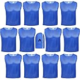 Athllete 12 pcs Duramesh Pinnies/Scrimmage Vest - Kids Youth and Adult Pinnies, Numbered Penny Jerseys for Soccer