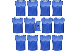 Athllete 12 pcs Duramesh Pinnies/Scrimmage Vest - Kids Youth and Adult Pinnies, Numbered Penny Jerseys for Soccer