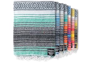 Benevolence LA Authentic Handwoven Mexican Blanket, Yoga Blanket - Perfect Outdoor Picnic Blanket, Camping Blanket, Equestrian Saddle Blanket, Serape Blanket 50x70 inches - Sand, Pack of 1