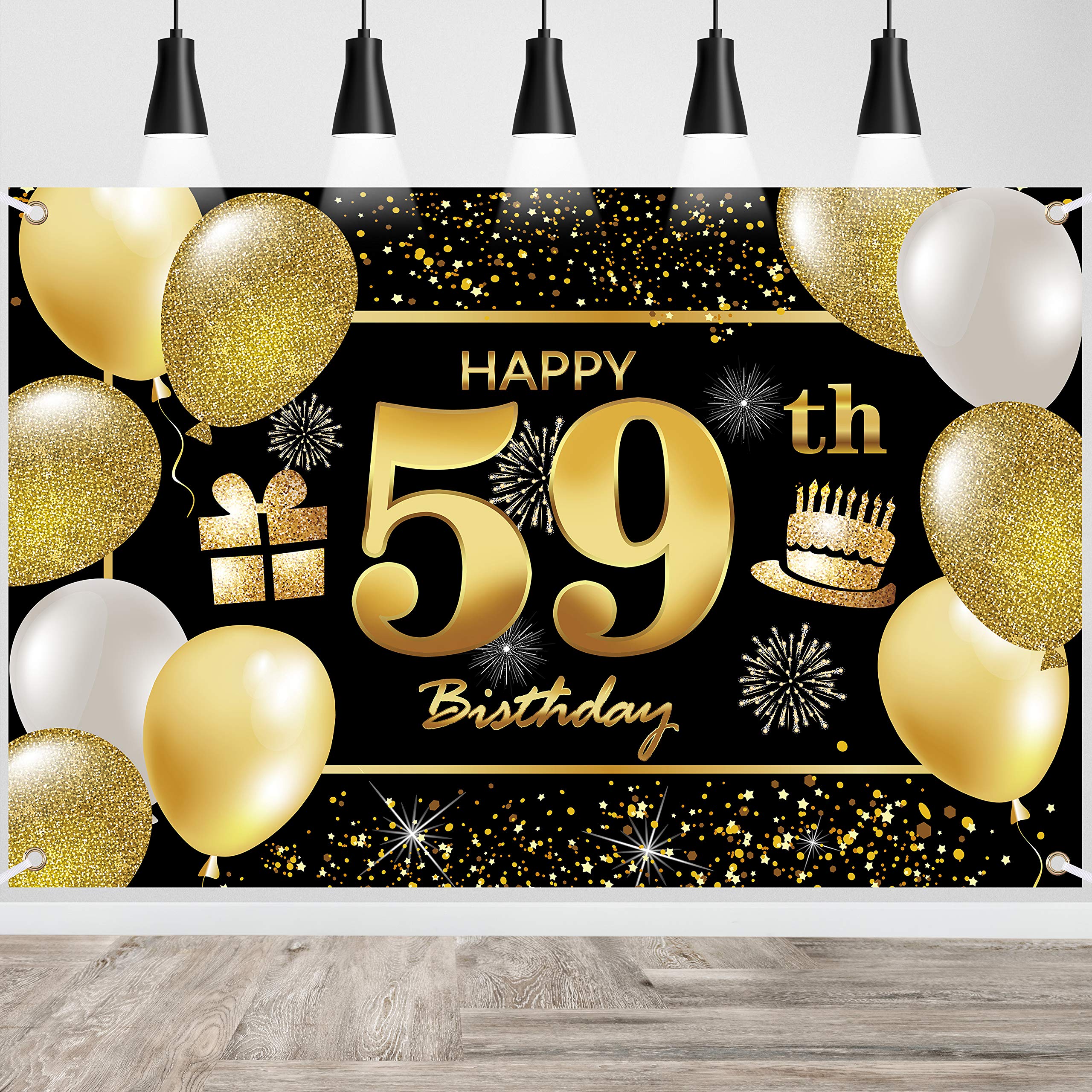 59th Happy Birthday Banner IMISI Birthday Decorations Backdrop for Party