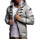 Leif Nelson Men's Stylish Knit Sweater With Buttons | Knitted Sweatshirt Pullover With Hood | Warm For Winter | LN5605