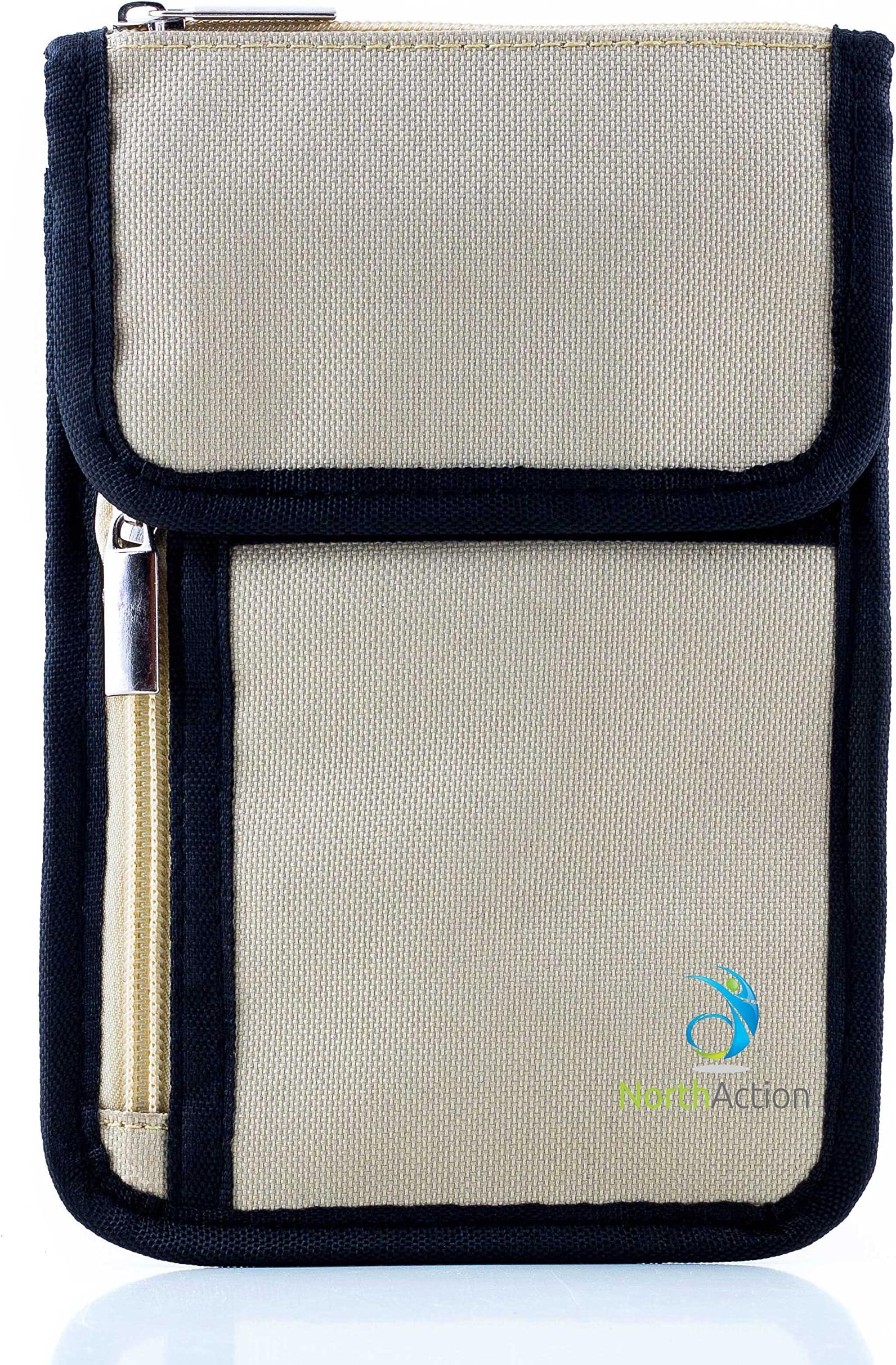 RFID Passport Neck Holder with Adjustable Carrying Neck Strap Travel Organizer for ID Cash and Cards - Waterproof By North Action