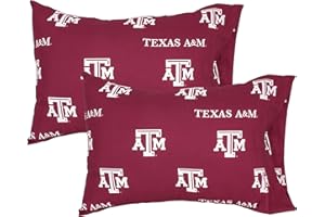 College Covers Everything Comfy Texas A&M Aggies Pillowcase Pair, Standard, 20" x 30", Includes 2 Pillowcases