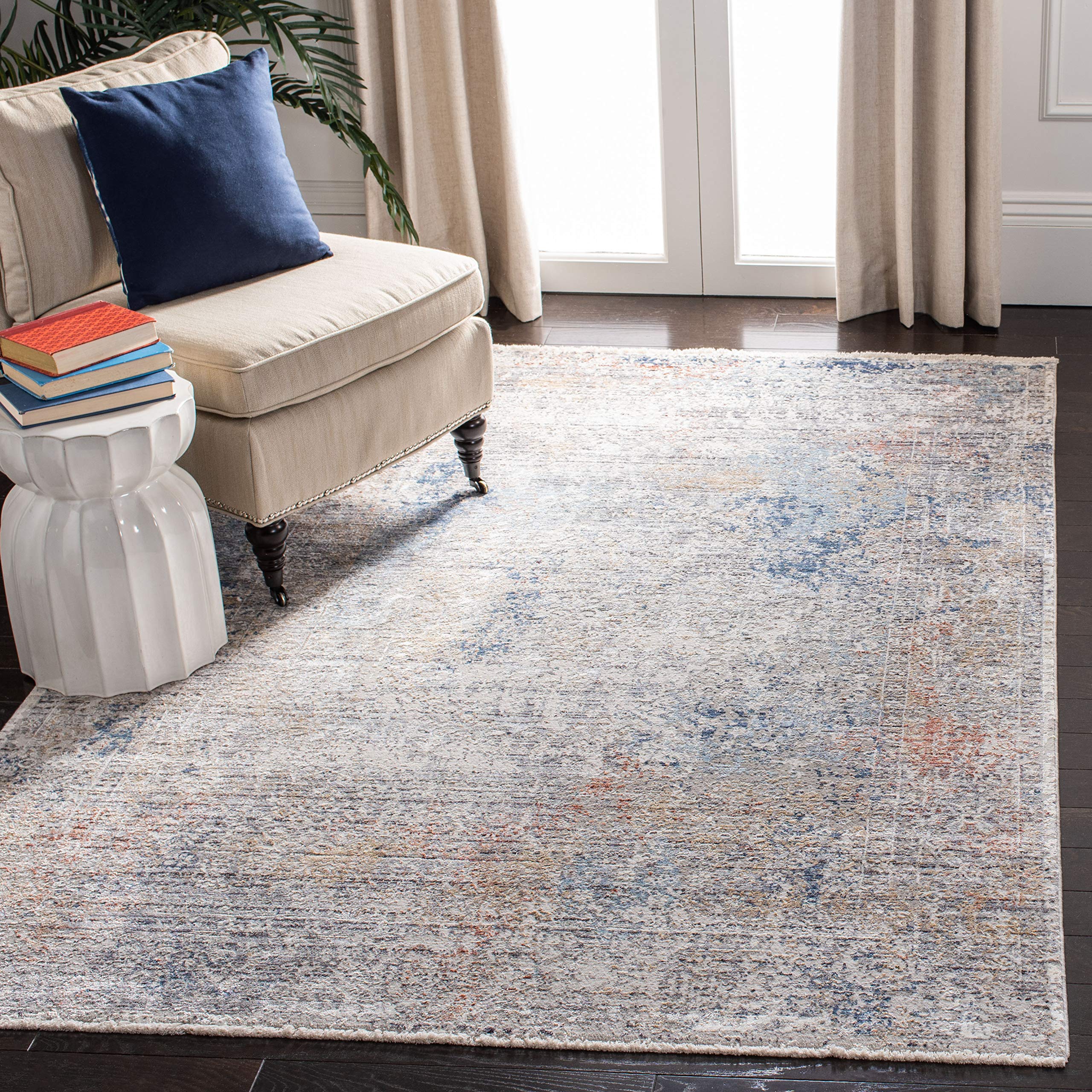 Safavieh Dream Collection Contemporary Area Rugs for Living Room Dining Room Bedroom Short Pile Grey and Blue 3ft x 5ft