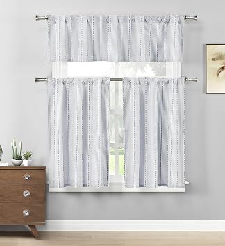 Amazon De Home Maison Gestreift Kuche Fenster Vorhang Set Blau