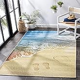 SAFAVIEH Washable Rug Outdoor Barbados Collection - 4' x 6', Gold & Blue, Non-Shedding & Easy to Clean, Ideal for Patio, Back