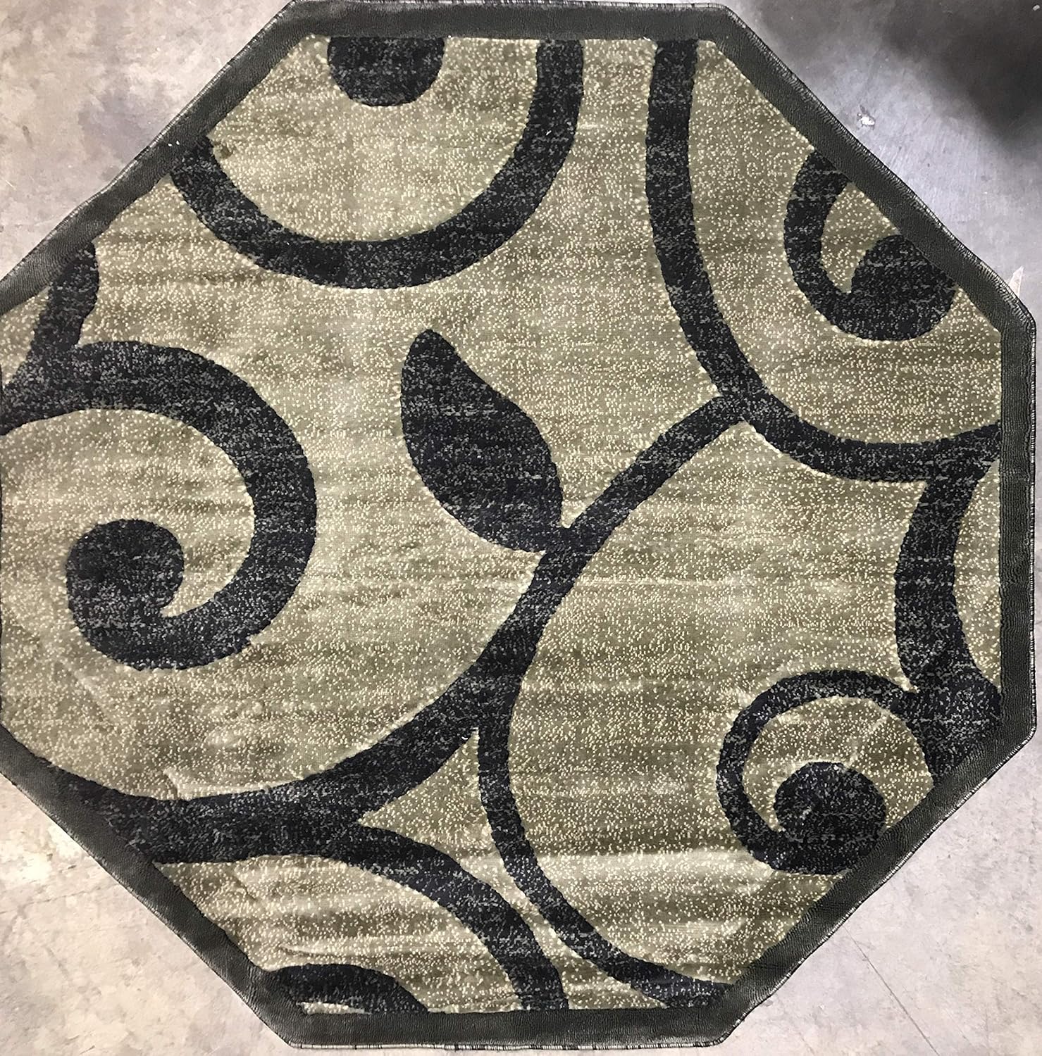 Americana Modern Octagon Contemporary Area Rug Green