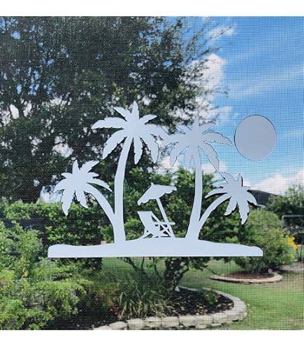 DCentral Palm Tree Magnetic Screen Decor - Set Of 2, Helps Prevent Walking Into Screens