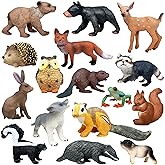 Gemini&Genius 16 Pcs Woodland Animals, Forest Animals Figurines, Safari Animals Playset Woodland Figurines, Educational Wildl