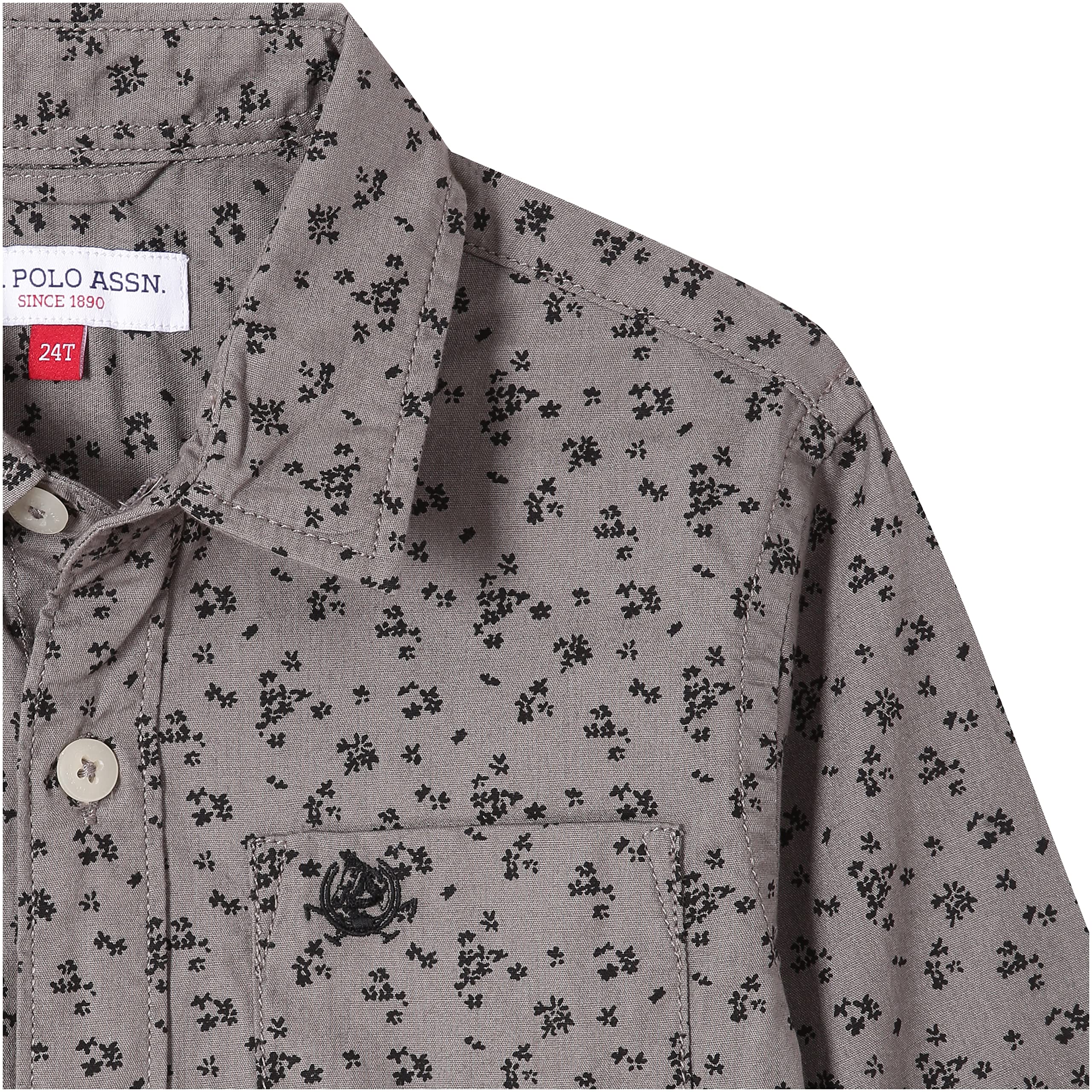 U.S. POLO ASSN. Baby_Boys Cotton Solid Regular Shirt (UKSHTON0094_ME. Grey 12T) 18-24 M 2