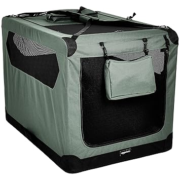 AmazonBasics Premium Folding Portable Soft Pet Dog Crate Carrier Kennel - 42 x 31 x 31 Inches, Grey
