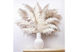 NAUNAUYA Dried Flowers Bouquet, Pampas Grass Decor, Boho Neutral Home Decor, Dried Flowers for Wedding Floral Arrangements Wall Farmhouse Bathroom Table Decor