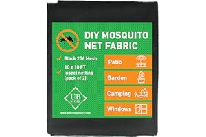 UB-STORE Black DIY Mosquito Net Fabric | 10x10 FT Netting 2 Pack | Insect Cover for Garden, Patio, Outdoor & Windows | Multiple Sizes in Black, White & Green | Raised Bed Screen Mesh Barrier