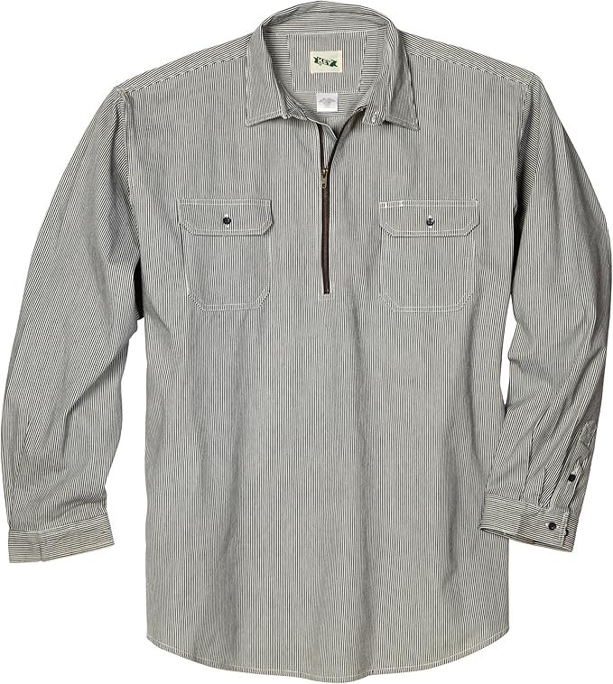 Key Apparel Men's Big & Tall Long Sleeve Zip Front Hickory Stripe