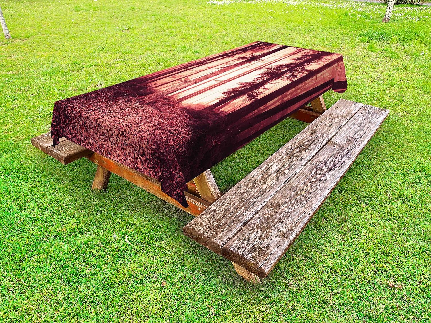 Amazon Com Lunarable Woodland Outdoor Tablecloth Foggy Wheather