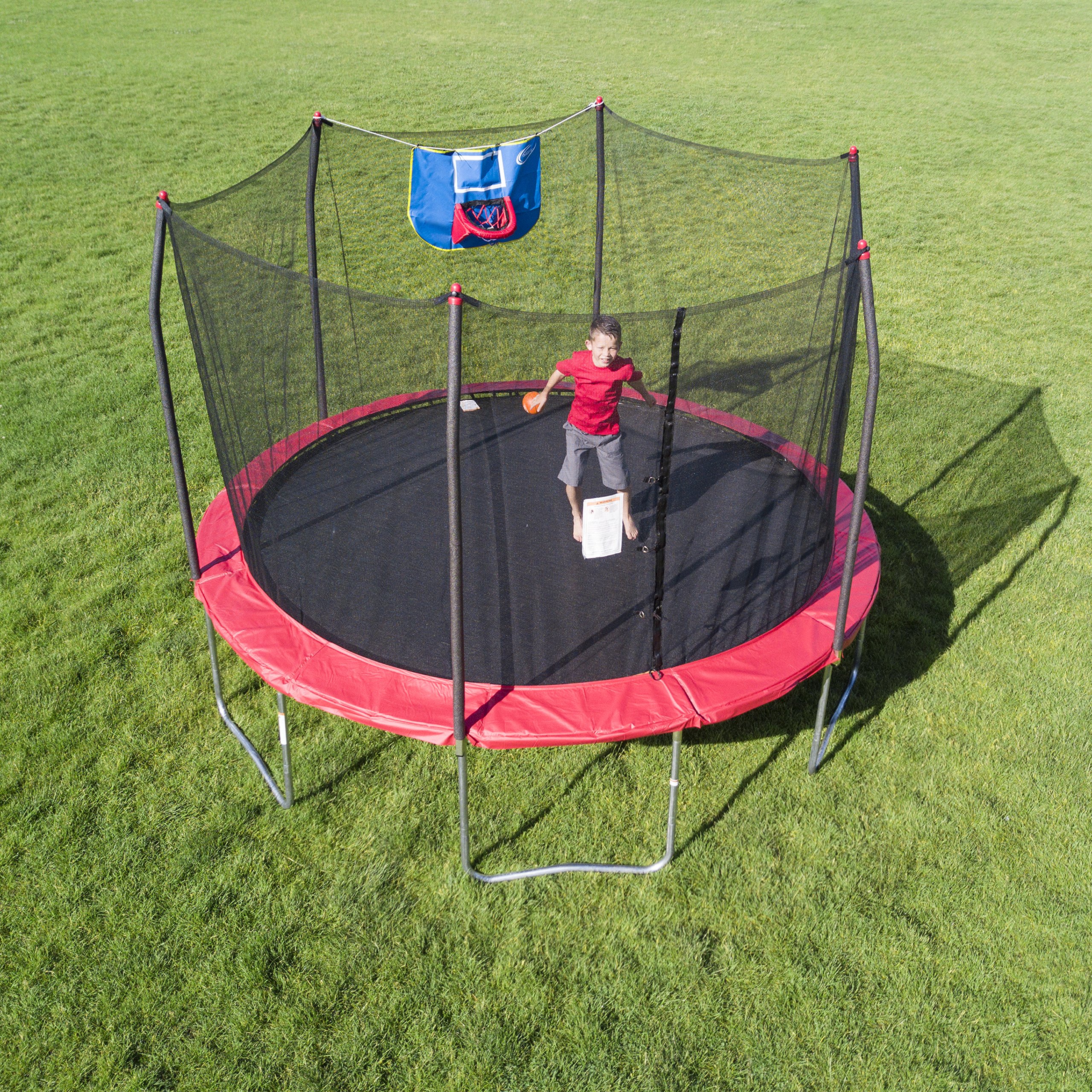 Skywalker Trampolines 12-Foot Jump N Dunk Trampoline with Enclosure Net - Basketball Trampoline