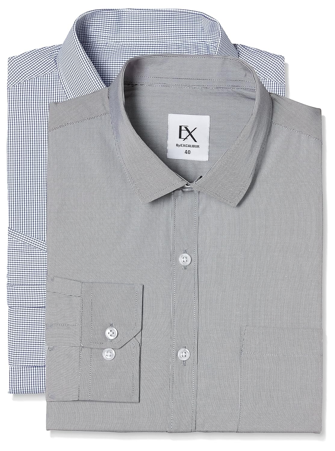ex by excalibur men's solid regular fit formal shirt (pack of 2)