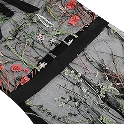 2 Pieces Mesh 3/4 Sleeve Floral Embroidery Illusion