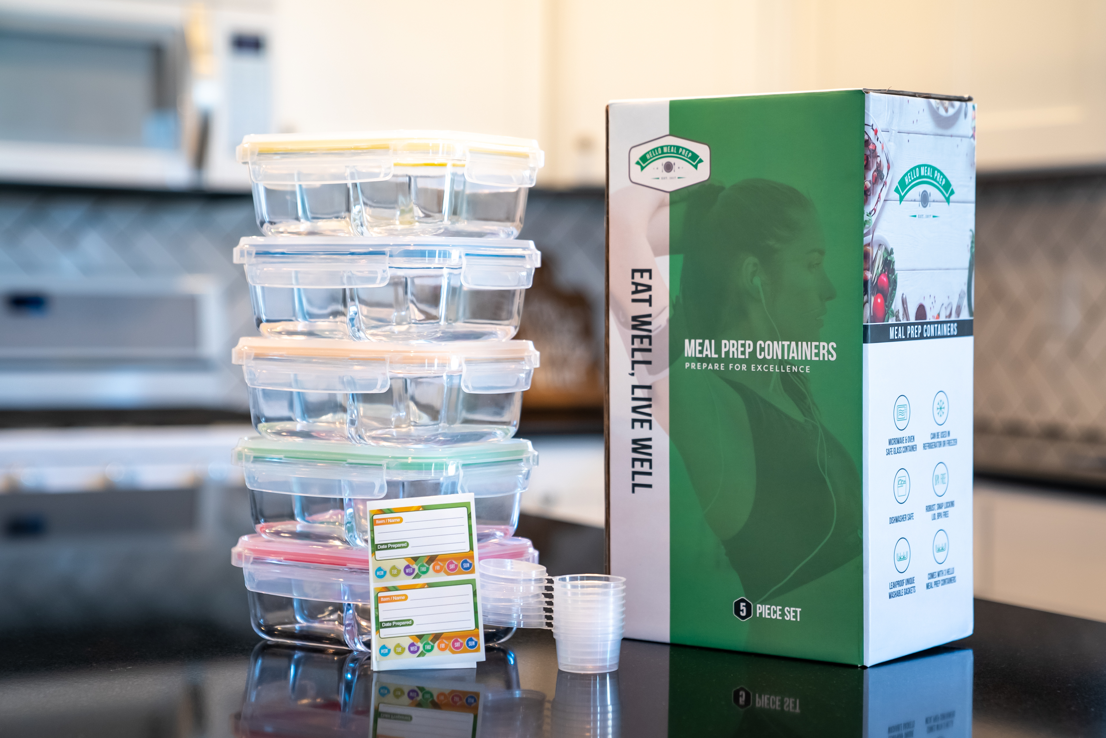 Watch Glass Meal Prep Containers 3 Compartment SUPER BUNDLE Bento Box ...