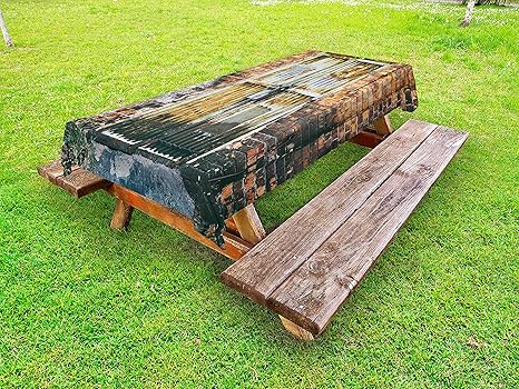 Amazon Com Lunarable Rustic Outdoor Tablecloth Dilapidated