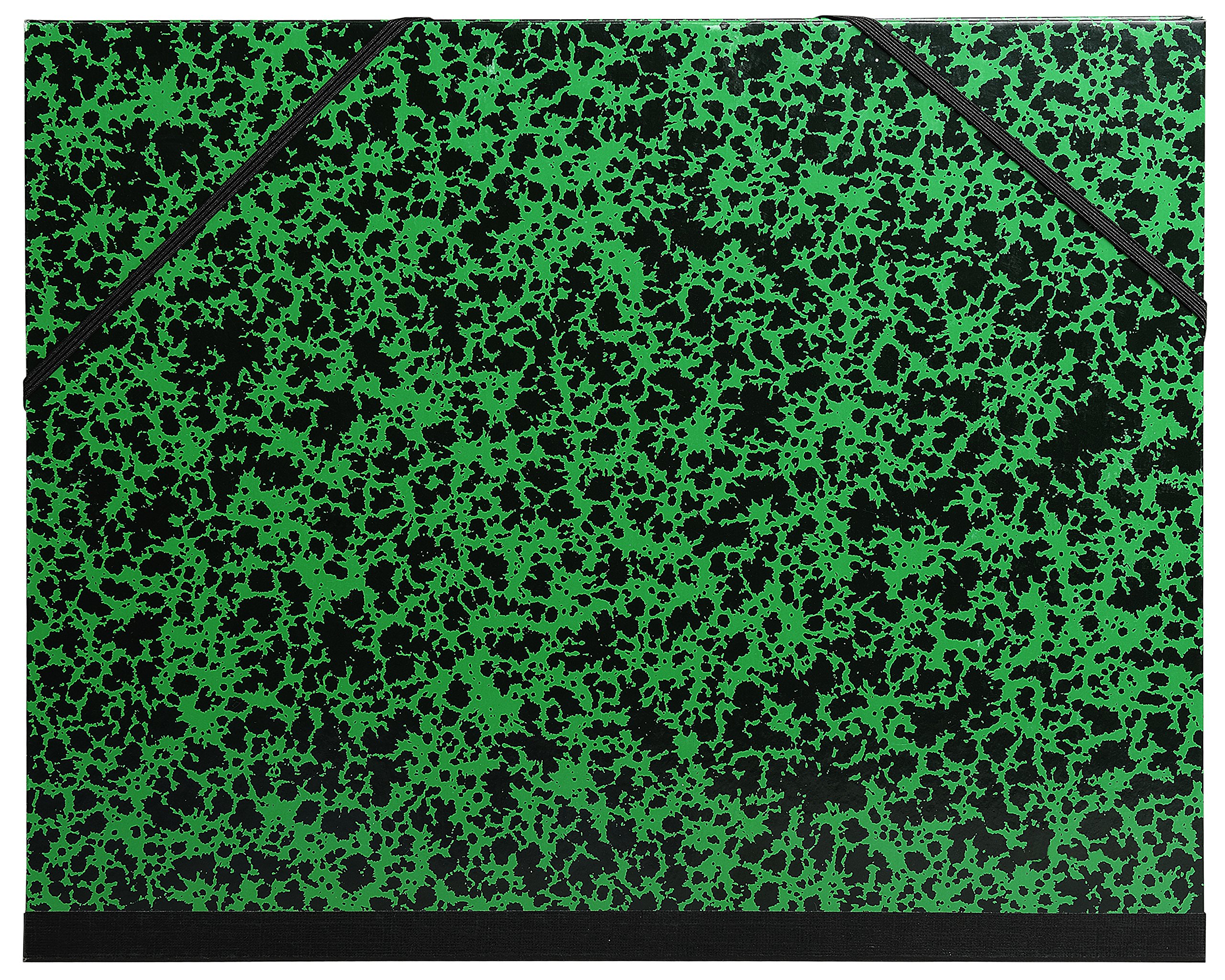 Exacompta - Ref 541200E - Annonay Portfolio with Elastic Strap Closure - B4 (250 x 353mm) in Size, For Safely Transporting Artworks & Documents, Marbled Effect Cover - Green