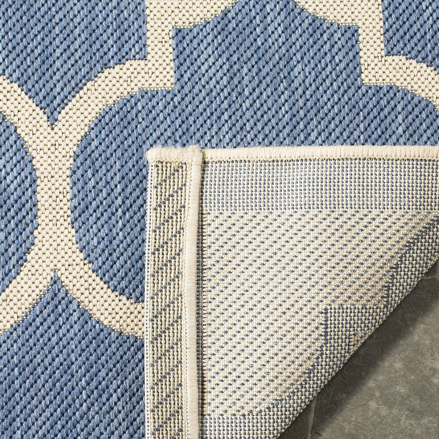 Safavieh Trellis Indoor/Outdoor Woven Rectangle Area Rug, Courtyard Collection, CY6914, in Blue / Beige - Image 5