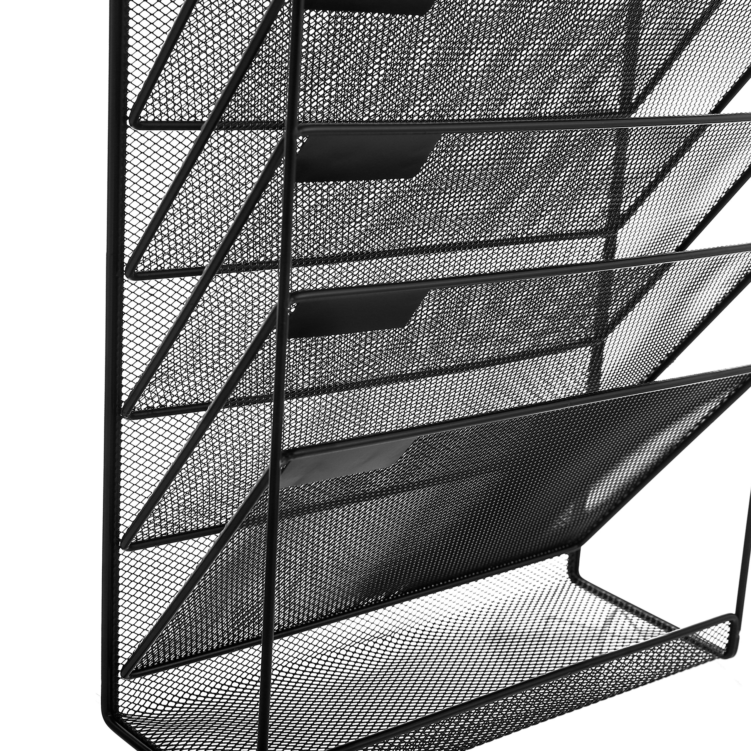 MyGift WallMounted Black Metal 6Slot Magazine Rack/Document Organizer
