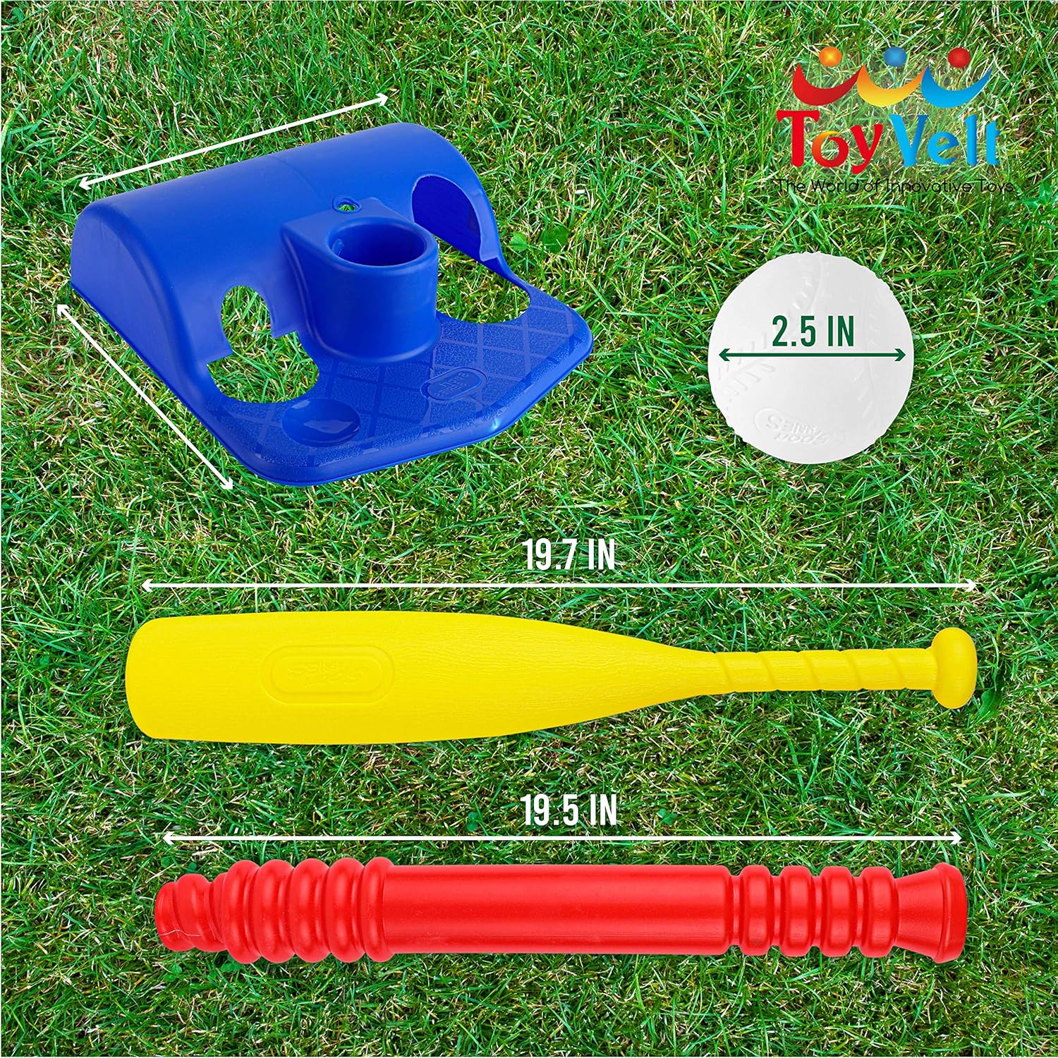 ToyVelt T-Ball Set for Toddlers, Kids, Baseball Tee Game Includes 6 Balls - Adapts with Your Child's Growth Spurts, Improves Batting Skills: Toys & Games
