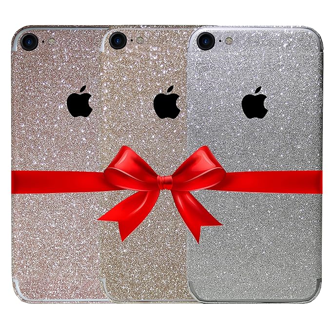 Arktis iPhone 7 Diamond Skin Bling Glitzerfolie Schutzfolie 3er Set - Rosé - Champagner Gold - Silber