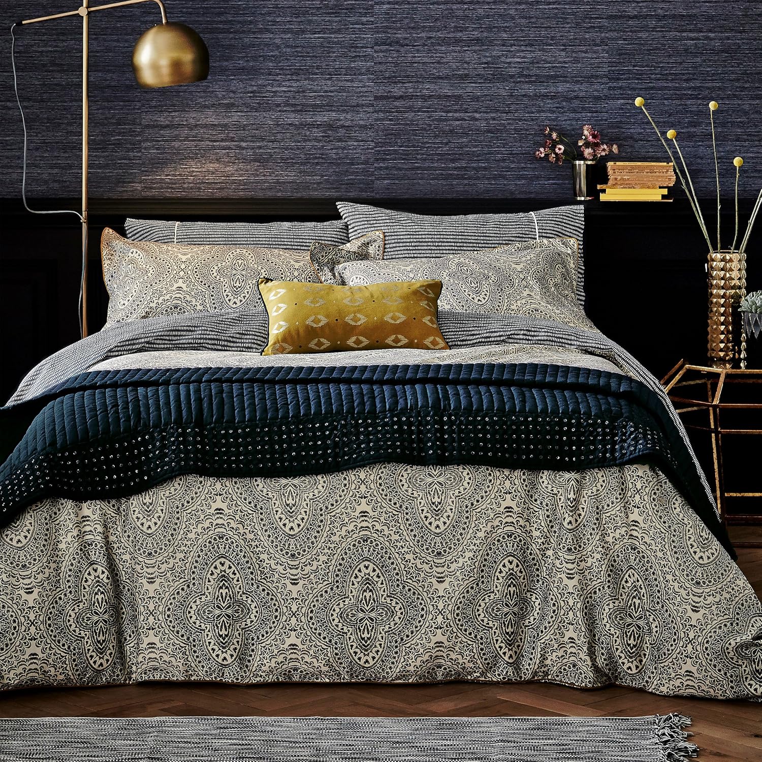 Bedeck 1951 Bedding, Ziba Kingsize Duvet Cover, Navy Amazon.co.uk