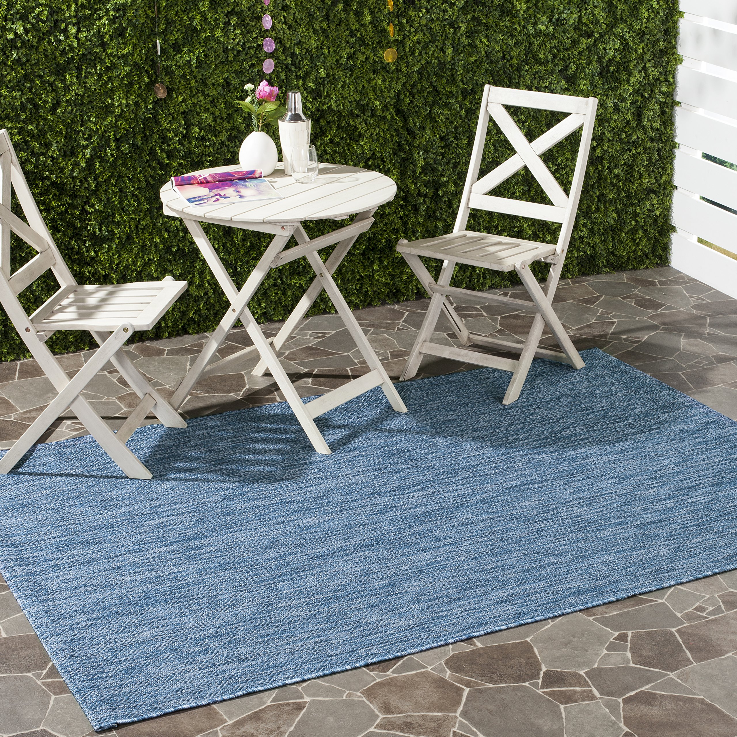 Safavieh Contemporary Indoor/Outdoor Woven Rectangle Area Rug, Courtyard Collection, CY8520, in Navy / Navy, 79 X 152 cm for Garden, Patio or Any Outdoor Space