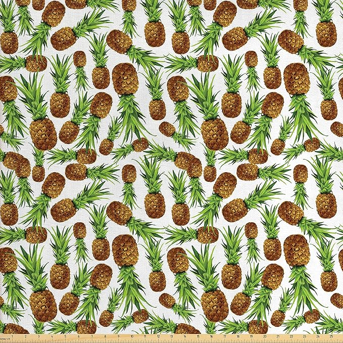 Ambesonne Pineapple Fabric by The Yard, Natural Organic