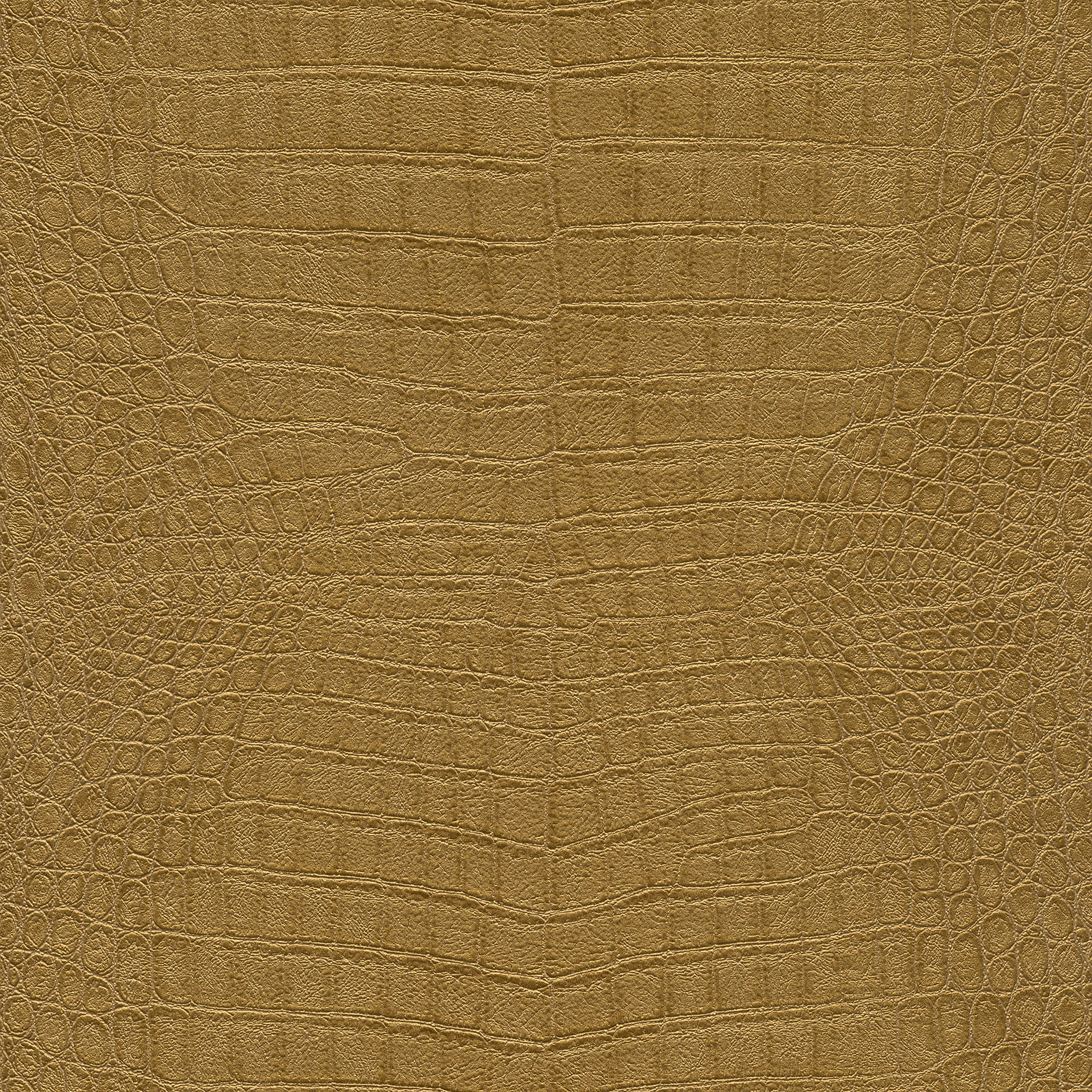 Rasch 751369 Non-Woven Wallpaper with Crocodile Leather Look in Gold from The African Queen III Collection