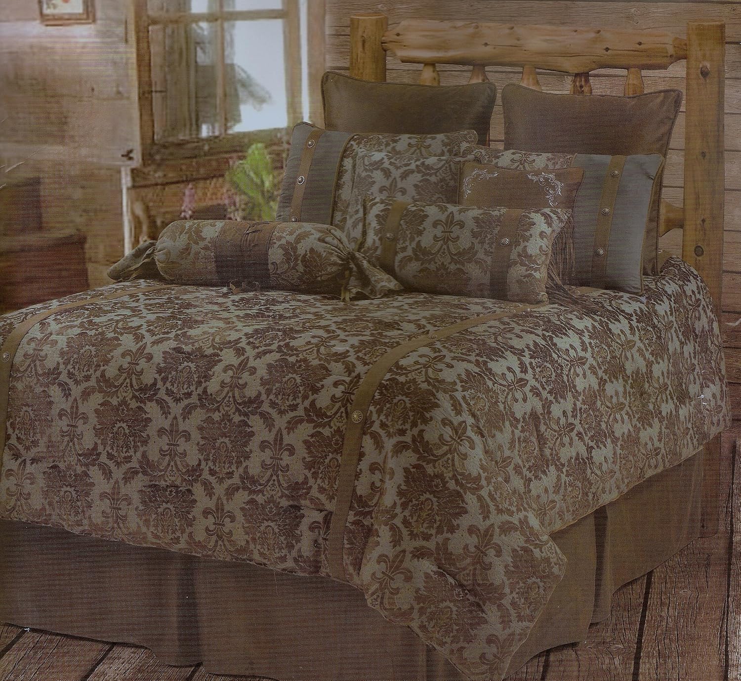 Luxurious Fleur De Lis Rustic Comforter Bedding Bedroom Set