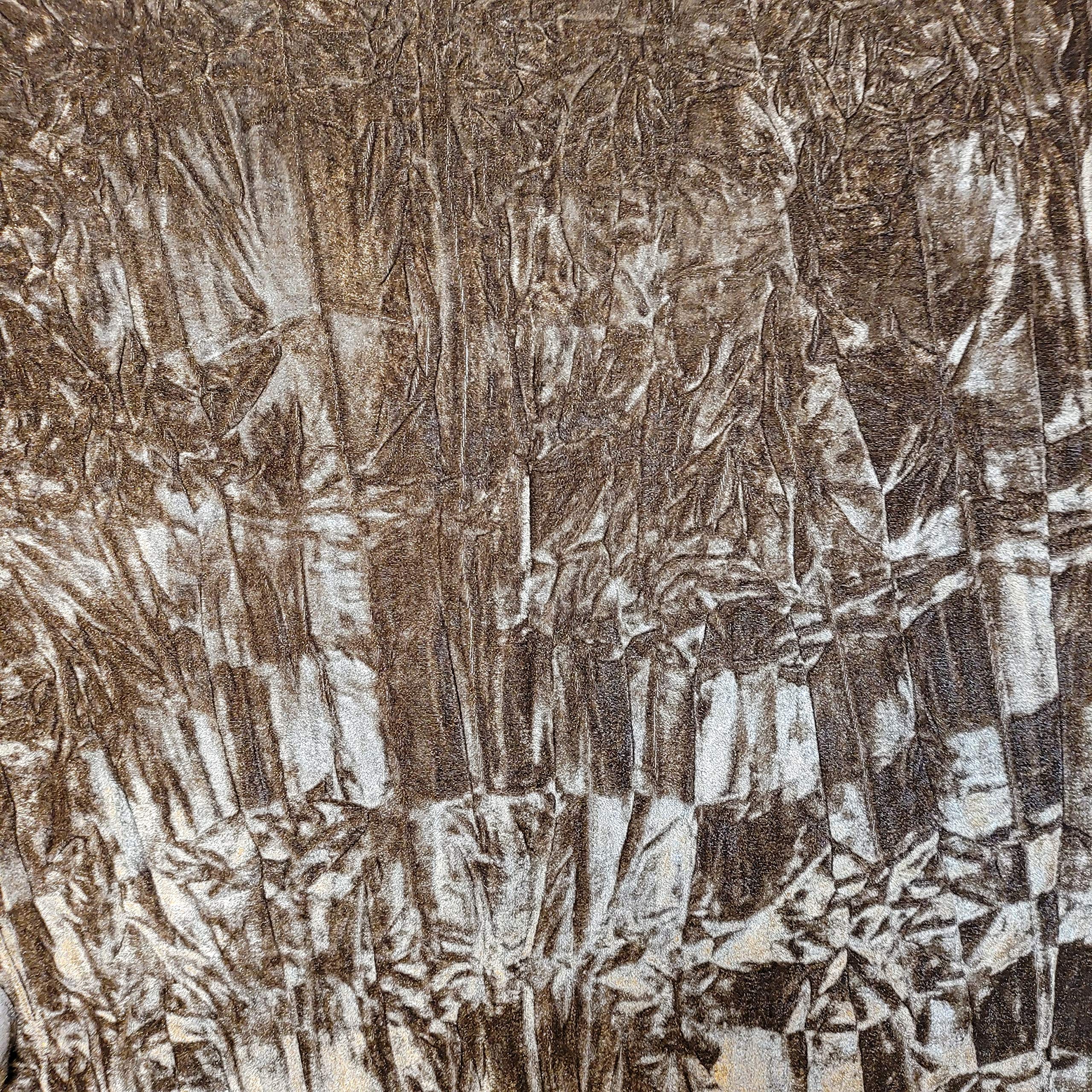 Textile Station Premium Quality Marble Crushed Velvet Medium Weight Stretch Fabric Material 58" Wide Available in 26 Colours (Taupe) — image 1