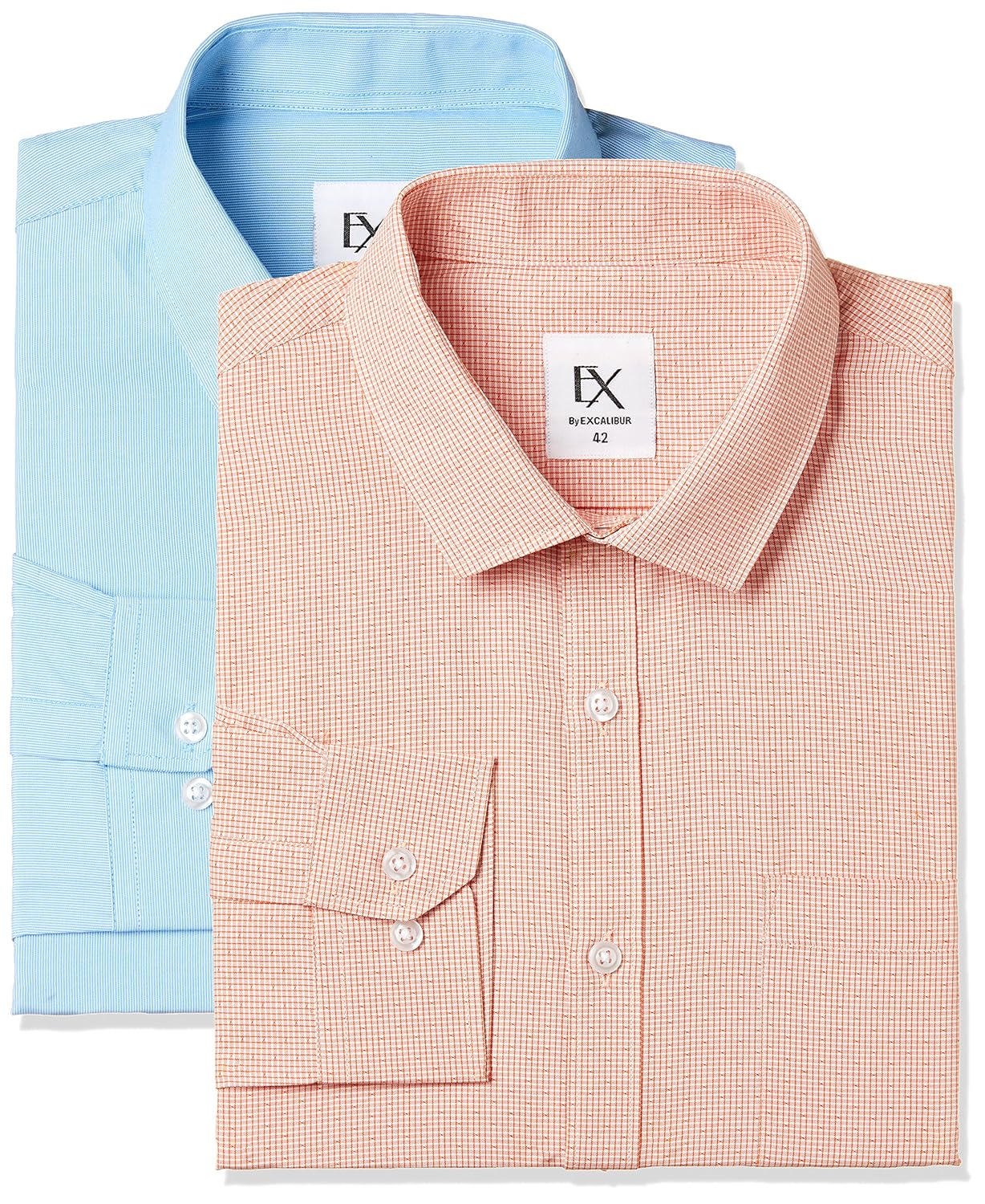 ex by excalibur men's solid regular fit formal shirt (pack of 2)