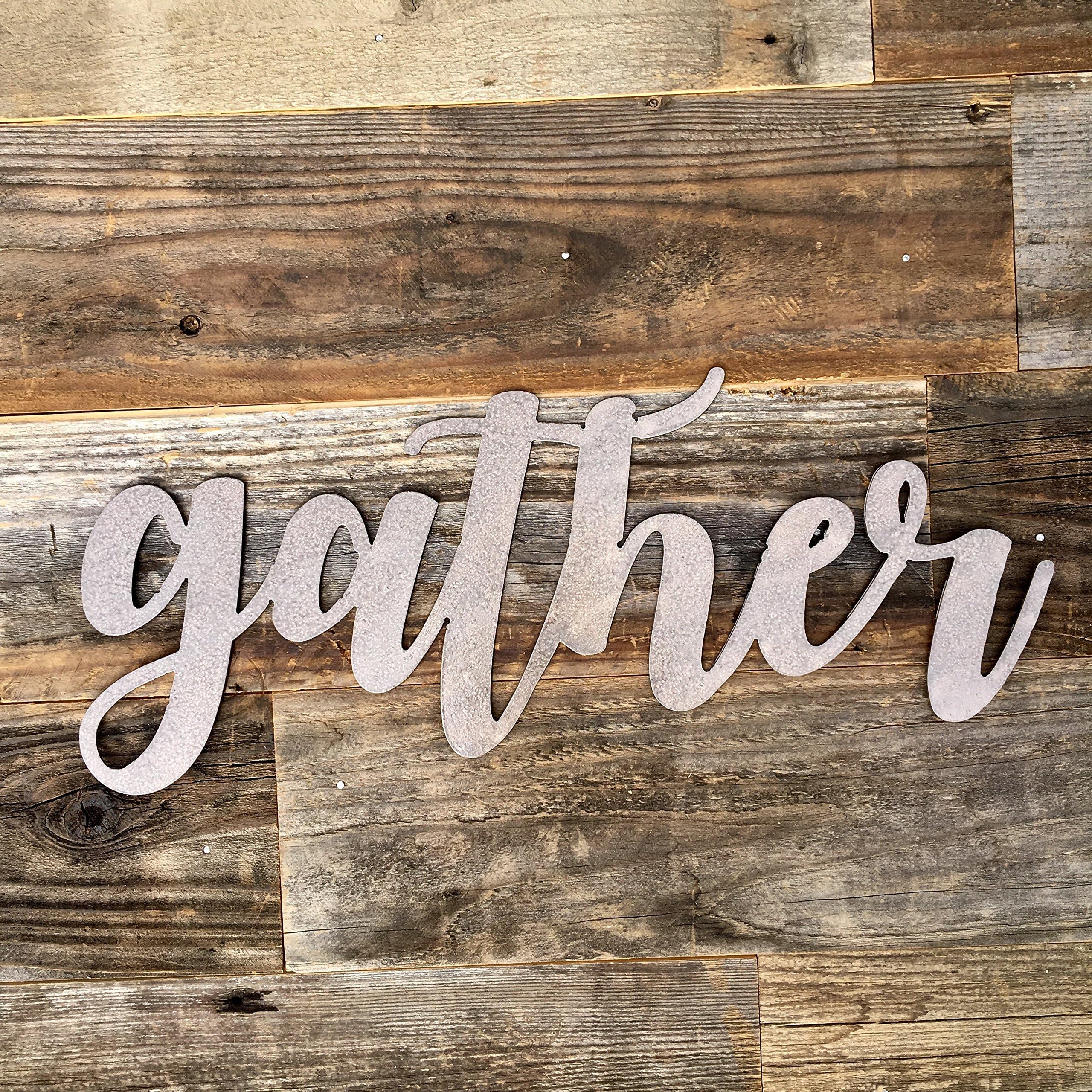 The Heritage Forge Rustic Home, Gather Sign, Farmhouse, Metal Words, Kitchen Wall Decor, Home Decor, Farmhouse Sign…