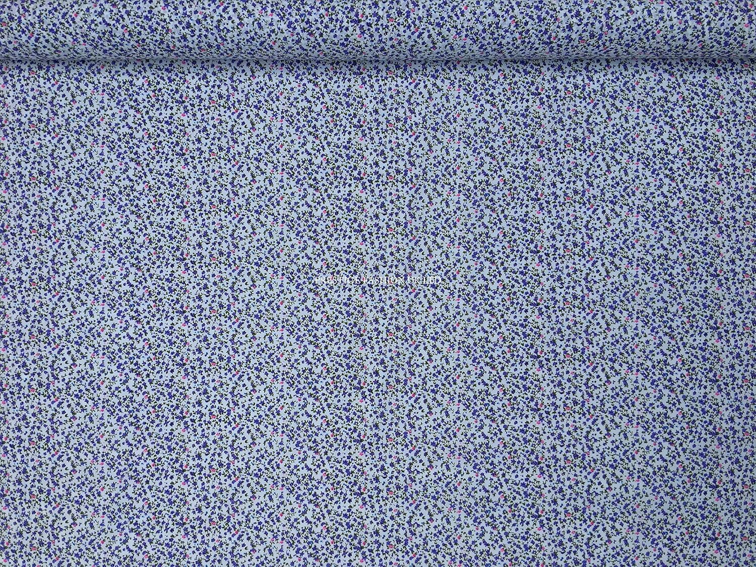 Polycotton Fabric Craft Small  FLOWER FLORAL BLUE  Metre Material Special Offer
