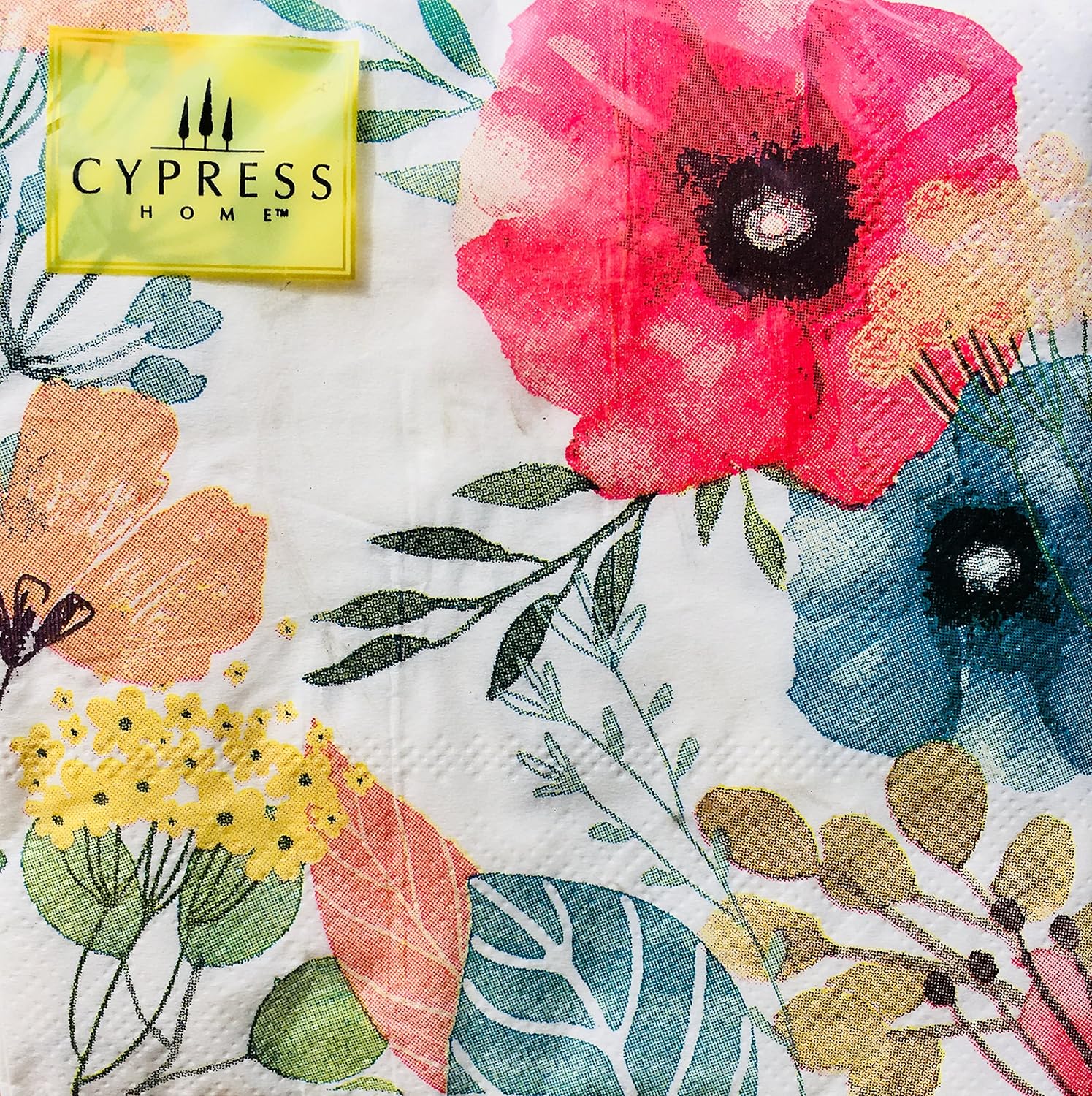 Cypress Home Watercolor Poppies IV Cocktail Beverage Paper Napkins, 40-ct