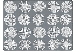 Flagship Carpets Circles Abstract Educational Area Rug for Kids Room Seating Décor, Children's Classroom, Play Carpet for Teaching and Playroom, Seats 20, 6' x 8'4", White & Grey