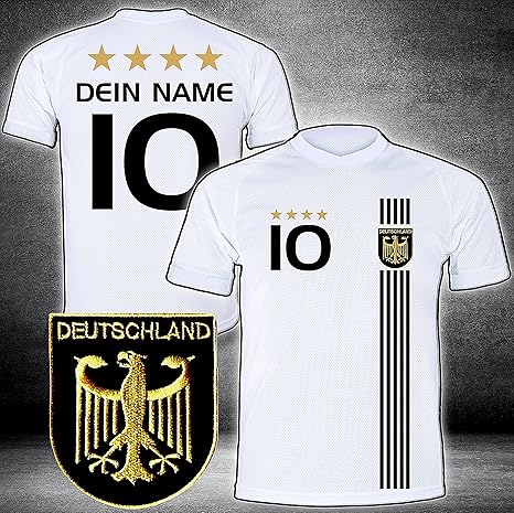 ElevenSports Deutschland Trikot mit GRATIS Wunschname + Nummer + Wappen Typ #D 2017 günstig im EM/WM Weiss - Geschenke für Ki