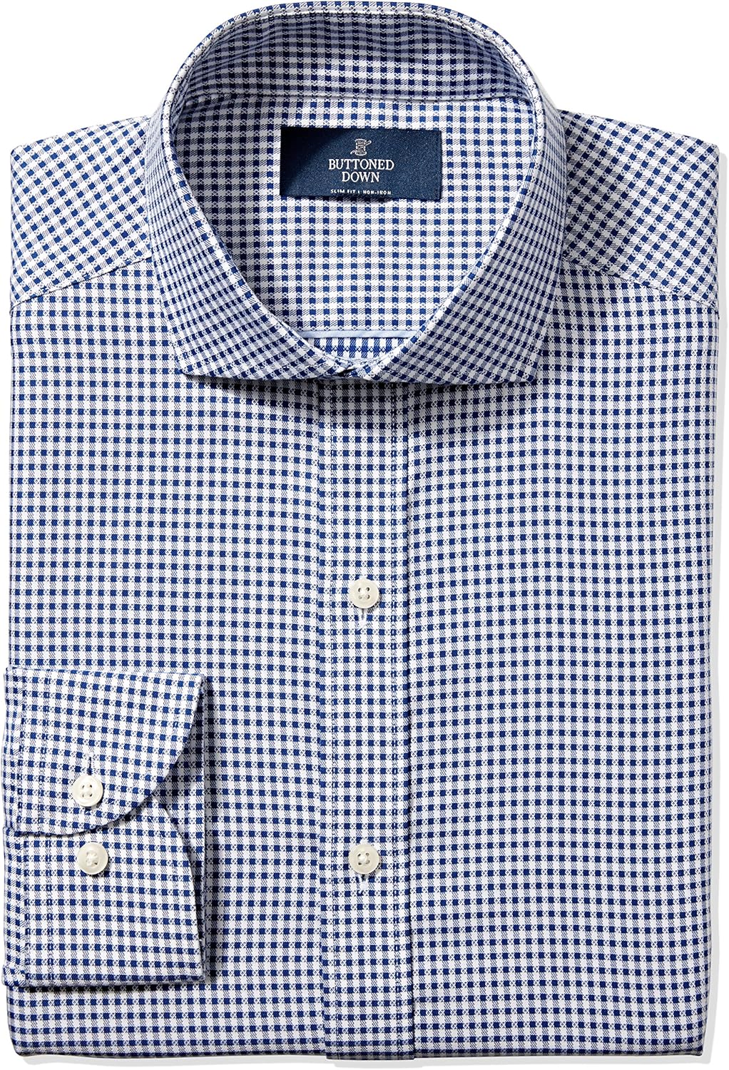  Brand - BUTTONED DOWN Men's Slim Fit Check Dress Shirt, Supima Cotton Non-Iron: Clothing