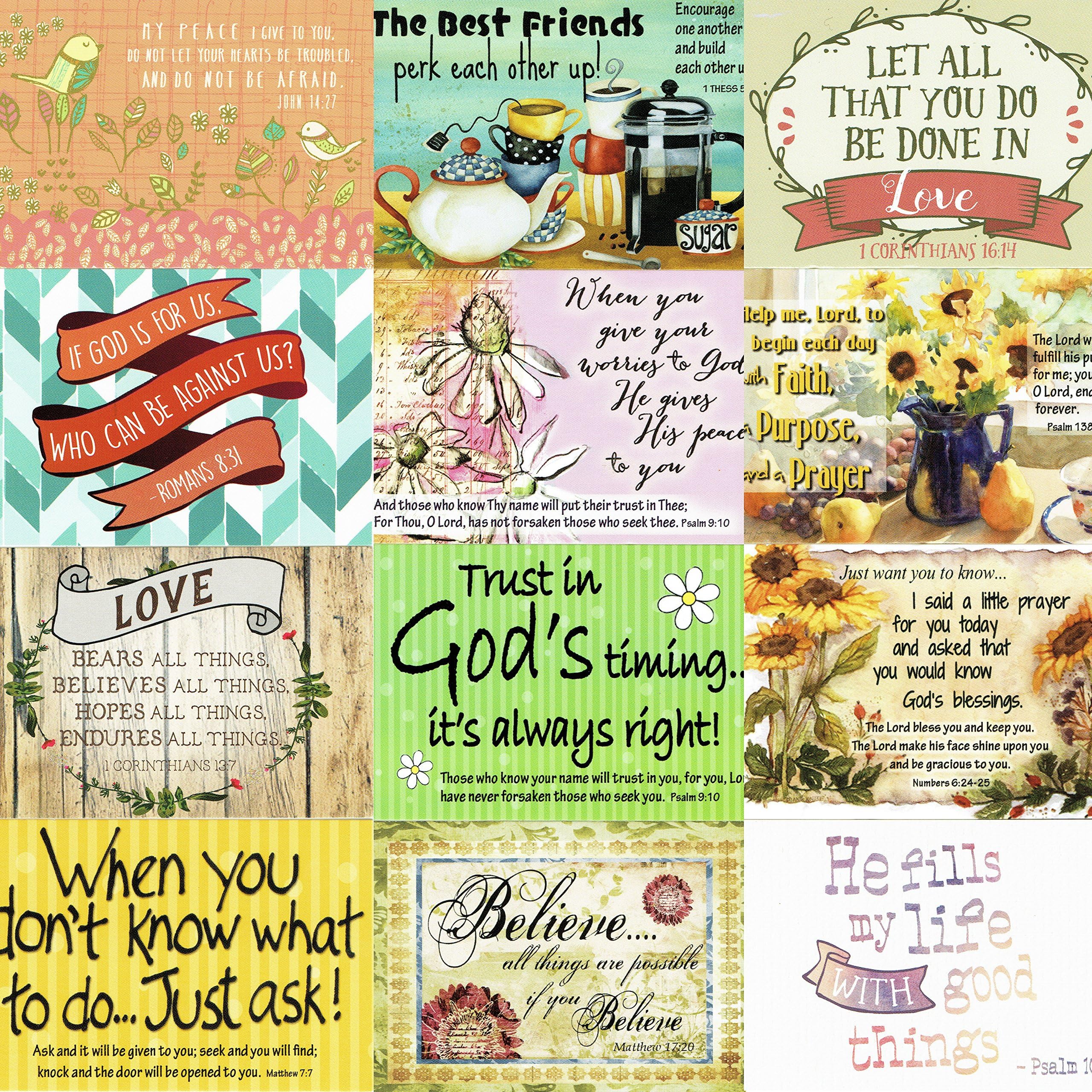 Pass It on Inspirational and Uplifting Message Cards with Scripture "PRIMITIVE" - Package of 24 Assorted Cards