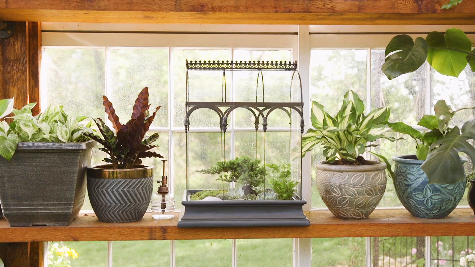indoor plants with stand Mini Wood Indoor Plant Stand with Ceramic Pot